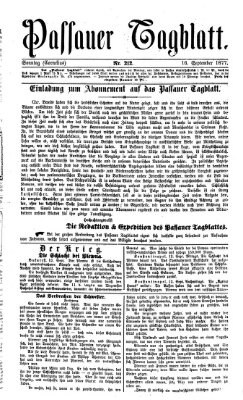 Passauer Tagblatt Sonntag 16. September 1877