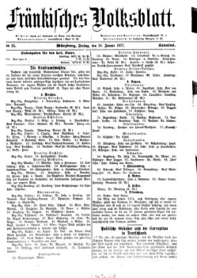 Fränkisches Volksblatt. Ausg. 000 (Fränkisches Volksblatt) Freitag 19. Januar 1877