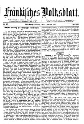 Fränkisches Volksblatt. Ausg. 000 (Fränkisches Volksblatt) Samstag 3. Februar 1877