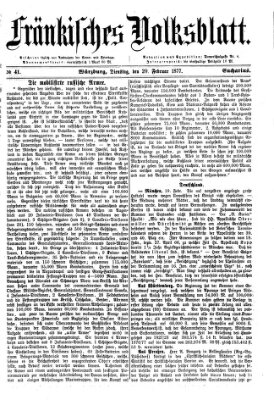 Fränkisches Volksblatt. Ausg. 000 (Fränkisches Volksblatt) Dienstag 20. Februar 1877