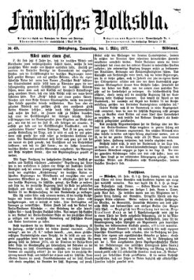 Fränkisches Volksblatt. Ausg. 000 (Fränkisches Volksblatt) Donnerstag 1. März 1877