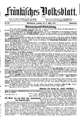 Fränkisches Volksblatt. Ausg. 000 (Fränkisches Volksblatt) Samstag 17. März 1877