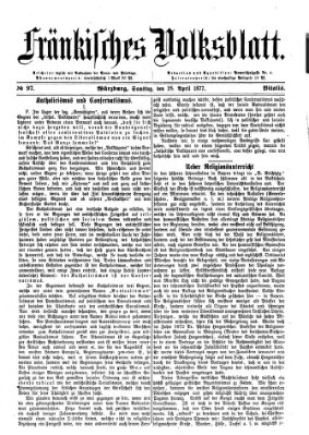 Fränkisches Volksblatt. Ausg. 000 (Fränkisches Volksblatt) Samstag 28. April 1877