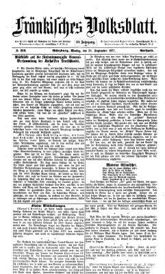 Fränkisches Volksblatt. Ausg. 000 (Fränkisches Volksblatt) Montag 24. September 1877