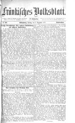 Fränkisches Volksblatt. Ausg. 000 (Fränkisches Volksblatt) Freitag 7. Dezember 1877