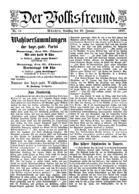 Der Volksfreund Samstag 20. Januar 1877