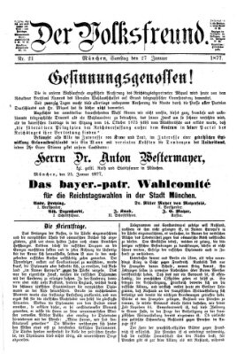 Der Volksfreund Samstag 27. Januar 1877