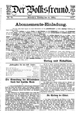 Der Volksfreund Sonntag 25. März 1877