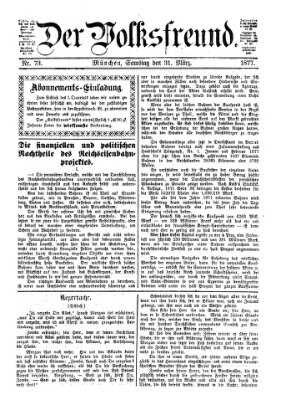 Der Volksfreund Samstag 31. März 1877