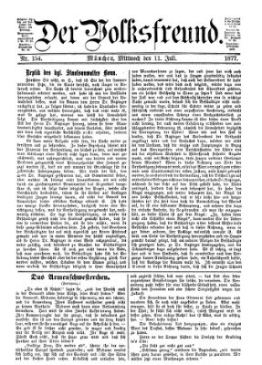 Der Volksfreund Mittwoch 11. Juli 1877