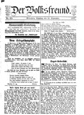 Der Volksfreund Samstag 22. September 1877