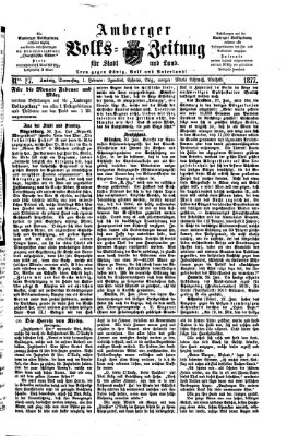 Amberger Volks-Zeitung für Stadt und Land Donnerstag 1. Februar 1877