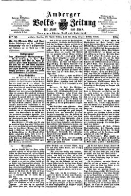 Amberger Volks-Zeitung für Stadt und Land Samstag 28. April 1877