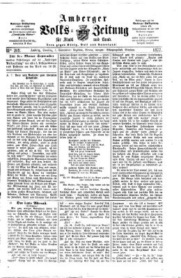 Amberger Volks-Zeitung für Stadt und Land Samstag 1. September 1877