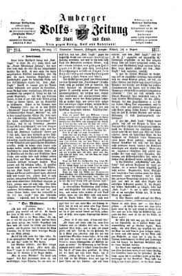 Amberger Volks-Zeitung für Stadt und Land Montag 17. September 1877