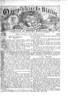 Oberpfälzische Blätter für Sonn- und Feiertags-Unterhaltung (Amberger Volks-Zeitung für Stadt und Land) Donnerstag 10. Mai 1877