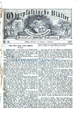 Oberpfälzische Blätter für Sonn- und Feiertags-Unterhaltung (Amberger Volks-Zeitung für Stadt und Land) Mittwoch 26. Dezember 1877