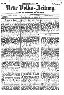 Neue Volks-Zeitung Donnerstag 18. Januar 1877