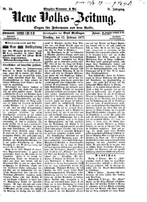 Neue Volks-Zeitung Dienstag 13. Februar 1877