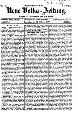 Neue Volks-Zeitung Donnerstag 22. Februar 1877