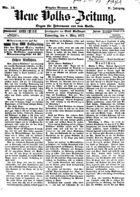 Neue Volks-Zeitung Donnerstag 8. März 1877