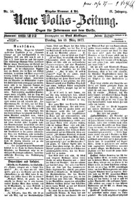 Neue Volks-Zeitung Dienstag 13. März 1877