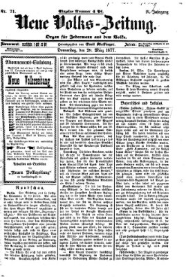 Neue Volks-Zeitung Donnerstag 29. März 1877