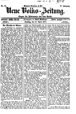 Neue Volks-Zeitung Samstag 21. April 1877