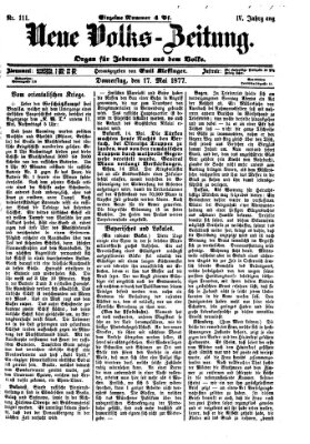 Neue Volks-Zeitung Donnerstag 17. Mai 1877