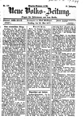 Neue Volks-Zeitung Samstag 26. Mai 1877