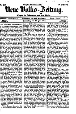 Neue Volks-Zeitung Donnerstag 26. Juli 1877