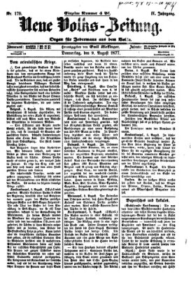 Neue Volks-Zeitung Donnerstag 9. August 1877