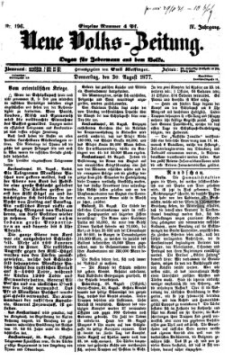 Neue Volks-Zeitung Donnerstag 30. August 1877