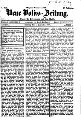 Neue Volks-Zeitung Dienstag 4. September 1877