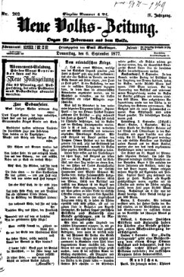 Neue Volks-Zeitung Donnerstag 6. September 1877