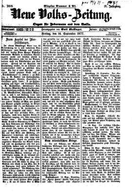 Neue Volks-Zeitung Freitag 14. September 1877