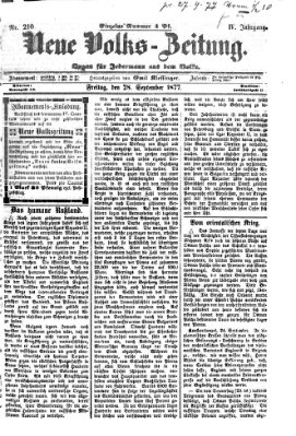 Neue Volks-Zeitung Freitag 28. September 1877