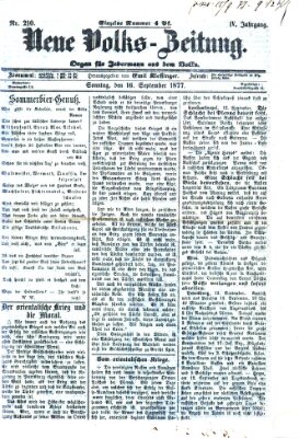 Neue Volks-Zeitung Sonntag 16. September 1877