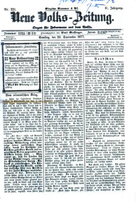 Neue Volks-Zeitung Samstag 29. September 1877