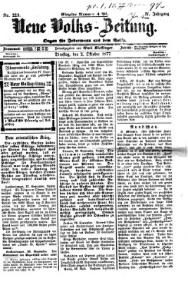 Neue Volks-Zeitung Dienstag 2. Oktober 1877