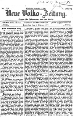 Neue Volks-Zeitung Donnerstag 4. Oktober 1877