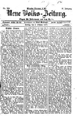 Neue Volks-Zeitung Freitag 5. Oktober 1877