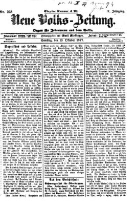 Neue Volks-Zeitung Samstag 13. Oktober 1877