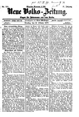 Neue Volks-Zeitung Dienstag 16. Oktober 1877