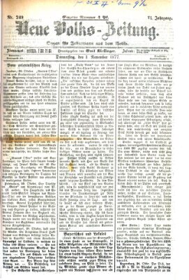 Neue Volks-Zeitung Donnerstag 1. November 1877