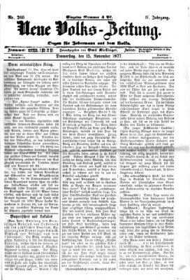 Neue Volks-Zeitung Donnerstag 15. November 1877