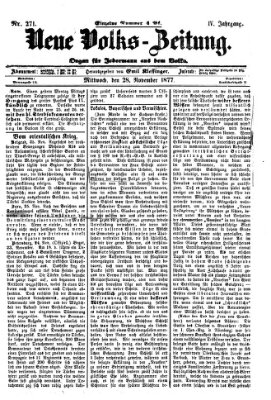 Neue Volks-Zeitung Mittwoch 28. November 1877