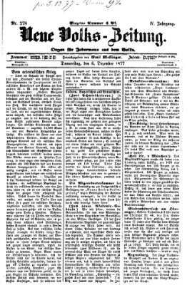 Neue Volks-Zeitung Donnerstag 6. Dezember 1877