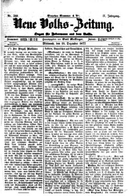 Neue Volks-Zeitung Mittwoch 19. Dezember 1877