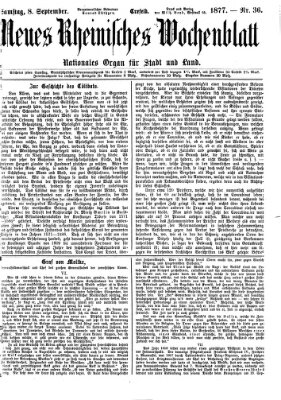 Neues rheinisches Wochenblatt Samstag 8. September 1877